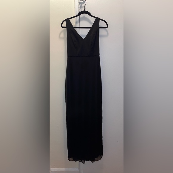 NWT Social Bridesmaids 8194 Black Sleeveless Tie Back Chiffon Gown Dress Size 2 - Picture 3 of 11